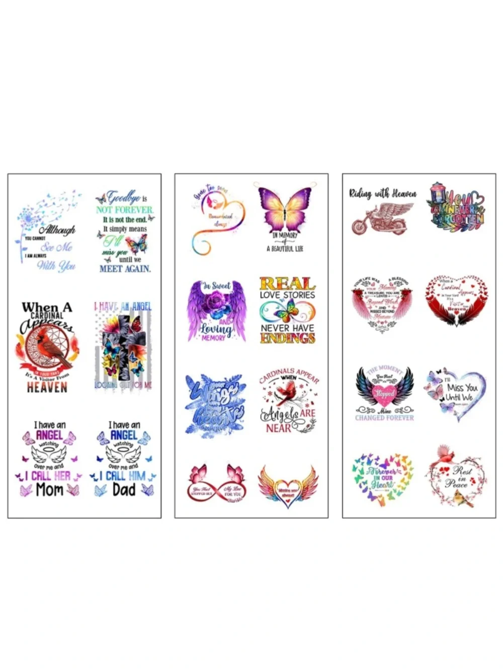 Colorful Memorial Sticker Sheet - Multicolor Inspirational Decals 23pcs